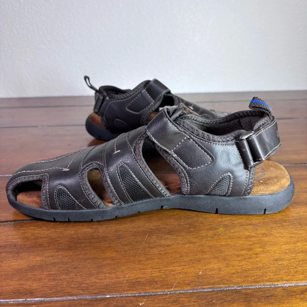 Nunn Bush Fisherman Sandals Mens 11M Brown Closed Toe Memory Foam‎ Hiking